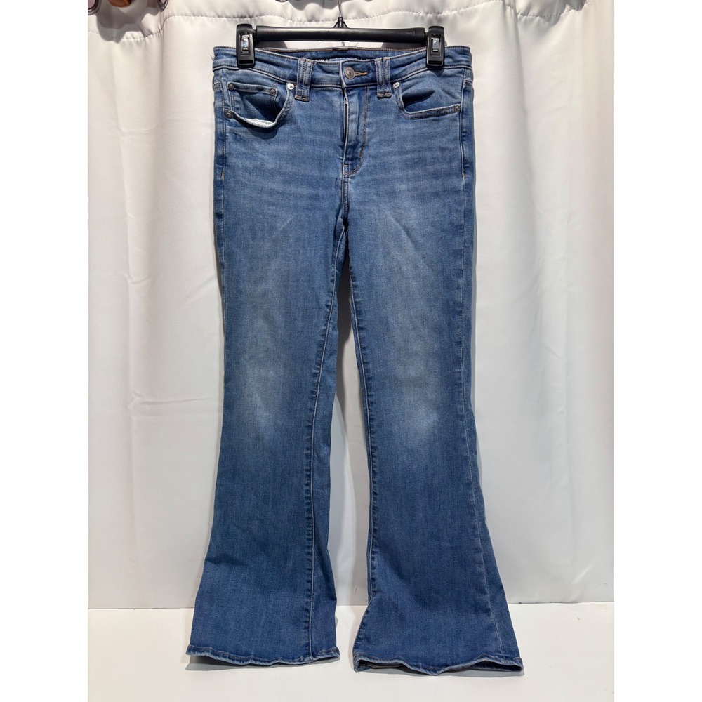 American Eagle Artist Flare Jeans Women 6 Blue Next Level Stretch Flap Pocket